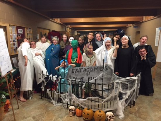 Students in faith formation at St. Pius X in White Bear Lake dress like saints Oct. 28 for the parish's catacomb tour event. Courtesy St. Pius X