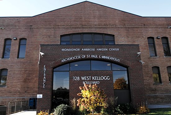 The Archdiocese of St. Paul and Minneapolis plans to sell the Hayden Center on Kellogg Boulevard to the Minnesota Historical Society, which runs the Minnesota History Center across the street. Dave Hrbacek/The Catholic Spirit