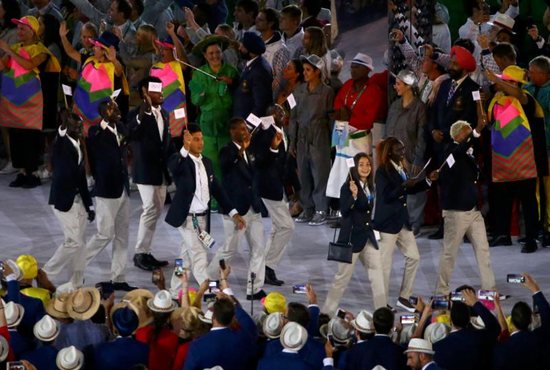 The new Refugee Olympic Team arrives for the opening ceremony in Rio de Janeiro Aug. 5. In a personal message addressed to each of the 10 members of the new Refugee Olympic Team, Pope Francis wished them success in their events and thanked them for the witness they are giving the world. CNS photo/David Gray, Reuters