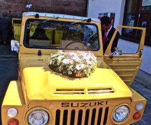 A wedding car is seen in Nuremberg, Germany