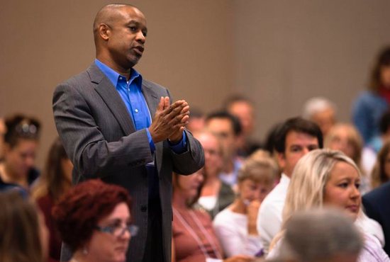 Douglas Ballinger, principal at St. Raphael Catholic School in Crystal, Minn., speaks July 26 during the National Catholic Classical Schools Conference
