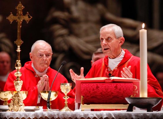 Cardinal Theodore McCarrick, retired archbishop of Washington, and Cardinal Donald Wuerl of Washington, concelebrate a Mass of thanksgiving in 2010