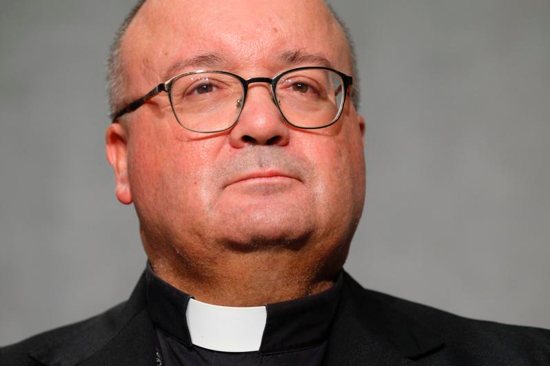 Archbishop Charles Scicluna of Malta attends a news conference to discuss the Synod of Bishops on young people