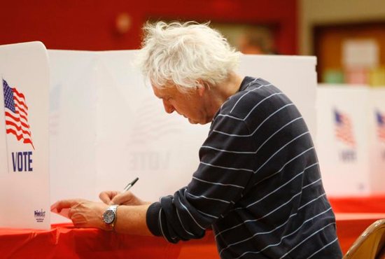 A man casts his ballot in Kent, Ohio, during the 2016 U.S. presidential election