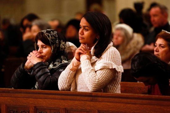Women pray during a Holy Hour Jan. 22, 2019, at St. Patrick's Cathedral in New York City. The service and Mass that followed it comprised a Prayer Vigil for Life marking the Day of Prayer for the Legal Protection of Unborn Children. Jan. 22 is the anniversary of the U.S. Supreme Court's Roe v. Wade decision in 1973 that legalized abortion across the nation. (CNS photo/Gregory A. Shemitz