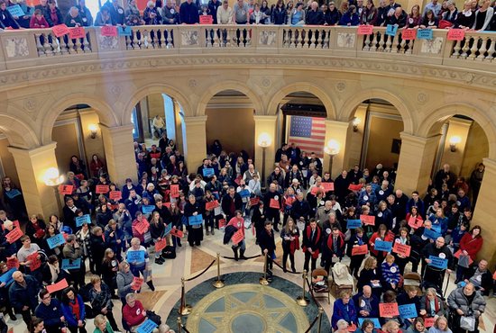 Catholics pray in the rotunda at Catholic at the Capitol