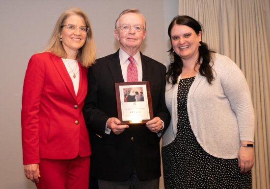 Alexia Kelley, president and CEO of FADICA, poses with B.J. Cassin, co-founder of the Drexel Fund, and Maria Robinson, FADICA board chair. On Feb. 8, 2019, Cassin was honored for his Catholic philanthropy benefiting U.S. Catholic education with the St. Katharine Drexel Award from FADICA, Foundations and Donors Interested in Catholic Activities