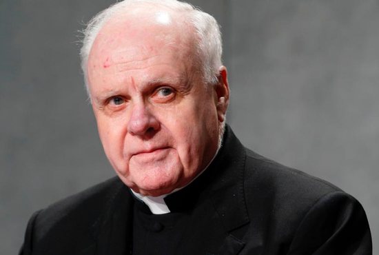 U.S. Cardinal Edwin F. O'Brien, grand master of the Knights of the Holy Sepulchre, attends a press conference at the Vatican in this Nov. 7, 2018, file photo. Cardinal O'Brien celebrated his 80th birthday April 8 and is no longer eligible to participate in a conclave to elect a new pope.