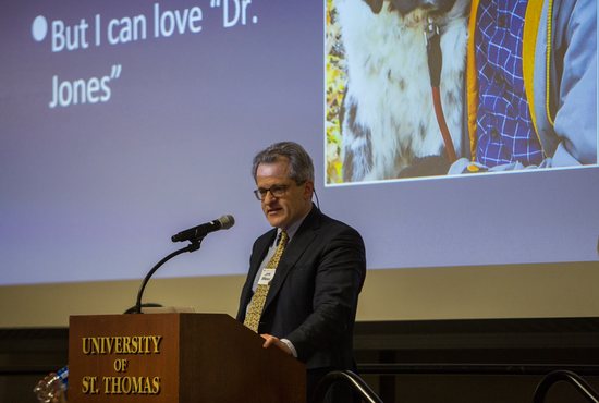 Dr. John Berkman speaks at the All Creatures Great and Small event in the Woulfe Alumni Hall on Thursday Feb. 28, 2019.