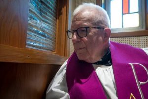 Father Lawrence C. Goode hears confession May 8, 2019, at St. Francis of Assisi Catholic Church in East Palo Alto, Calif.