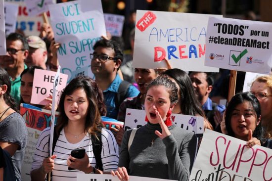 Students gather in support of the Deferred Action for Childhood Arrivals program, or DACA