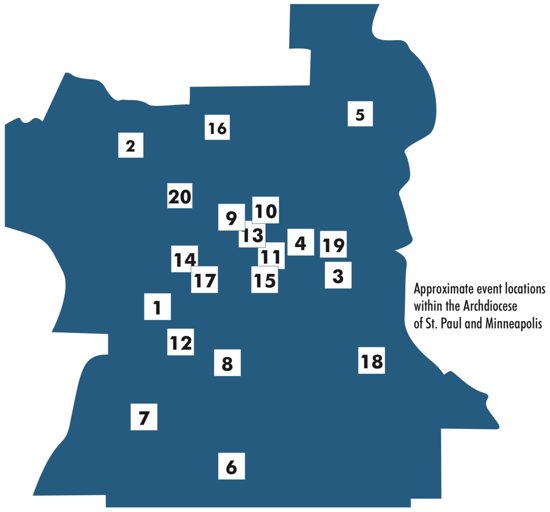 Synod listening session location map