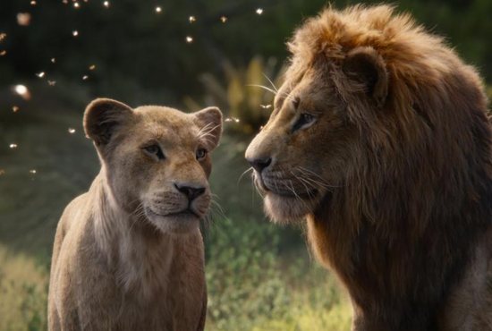 The characters Nala, voiced by Beyonce Knowles-Carter, and Simba, voiced by Donald Glover, appear in the movie "The Lion King."