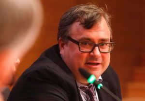 Reid Hoffman, co-founder of LinkedIn and venture capitalist at Greylock Partners, speaks at the conference, "The Common Good in the Digital Age," at the Vatican Sept. 26, 2019. The Vatican-sponsored conference brought together Silicon Valley CEOs and technology specialists to discuss ethical issues faced in the digital age.