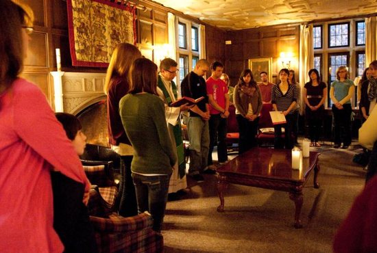 A priest celebrates Mass for students and faculty 