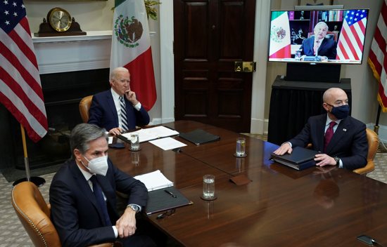 President Joe Biden holds a virtual bilateral meeting with Mexican President Andres Manuel Lopez Obrador