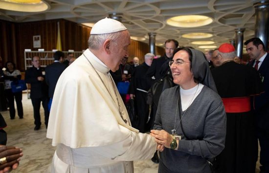 Pope Francis has named Salesian Sister Alessandra Smerilli as secretary ad interim of the Dicastery for Promoting Integral Human Development. Sister Smerilli is pictured meeting the pope at the Vatican in an undated photo.