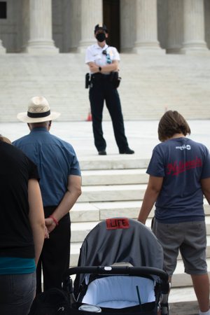 Pro-life advocates are seen near the U.S. Supreme Court in Washington Oct. 4, 2021, the first of the high court's new term.