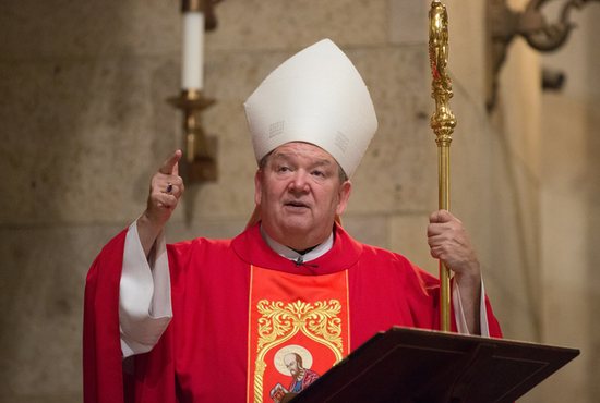 Archbishop Bernard Hebda delivers the homily during Mass Oct. 17 at the Cathedral of St. Paul in St. Paul to mark the beginning of a Vatican synod. 