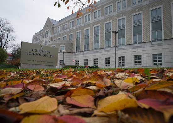 The Catholic University of America's Columbus School of Law in Washington is seen Nov. 13, 2020.