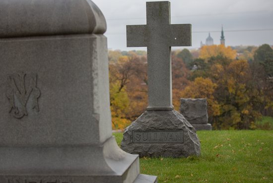 Headstones at Calvary Cemetery in St. Paul.