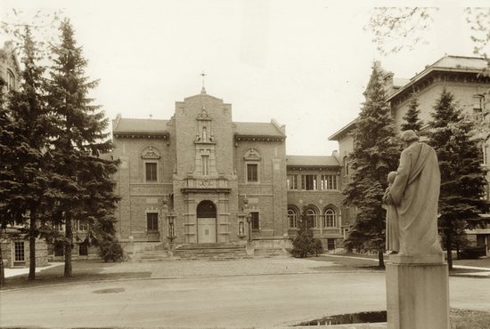 A statue of St. Joseph with the Christ Child, right, stands outside the Sisters of St. Joseph of Carondelet’s Our Lady of the Presentation Chapel, located near St. Catherine University in St. Paul, in this undated photo.