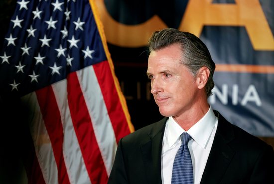 Gov. Gavin Newsom makes an appearance at the California Democratic Party headquarters in Sacramento Sept. 14, 2021, after the polls close on what ultimately was an unsuccessful election to recall him.