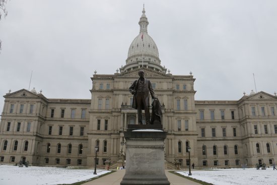 The Michigan State Capitol is seen in Lansing Nov. 30, 2021.