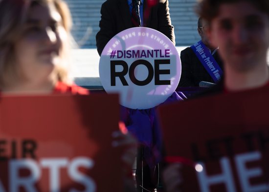 Pro-life advocates are seen near the U.S. Supreme Court in Washington Nov. 1, 2021.