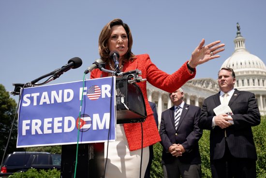Rep. Maria Elvira Salazar, R-Fla., speaks during a news conference on Capitol Hill in Washington May 20, 2021, to recognize Cuban Independence Day.