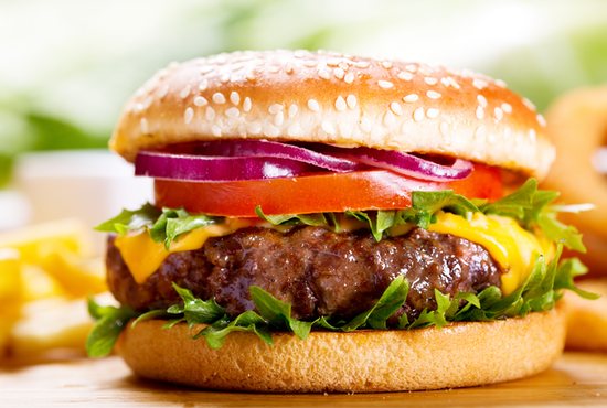Hamburger with fries