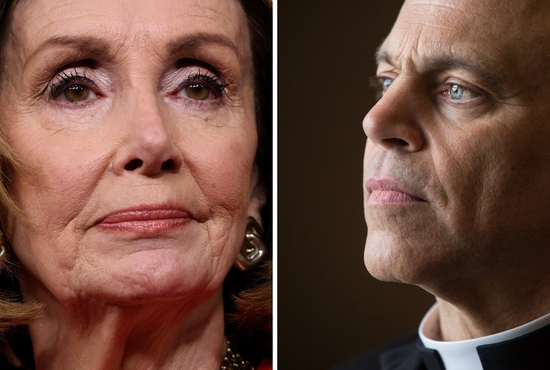 House Speaker Nancy Pelosi, D-Calif., and San Francisco Archbishop Salvatore J. Cordileone are seen in this composite photo.