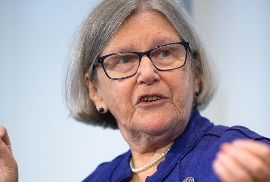 Sister Simone Campbell, a Sister of Social Service, speaks at the National Press Club in Washington Feb. 25, 2020. President Joe Biden named the now-retired executive director of the Catholic social justice lobby Network July 1, 2022, as one of 17 recipients of the Presidential Medal of Freedom, presented in a ceremony July 7 at the White House.
