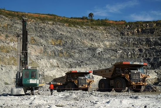 An open pit gold mine is seen in the Congo's Haut-Uele province Oct. 8, 2021.