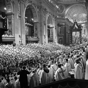 Pope John XXIII leads the opening session of the Second Vatican Council in St. Peter's Basilica Oct. 11, 1962.