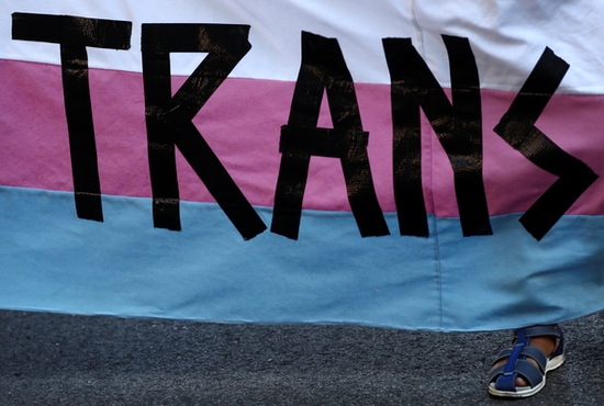 A person holds a "Trans" banner in this illustration photo. Catholic bishops in Australia have released guidelines for the country's 2,000 Catholic schools on gender, urging school leaders to resist pressure to adopt the "dominant rhetoric around gender."