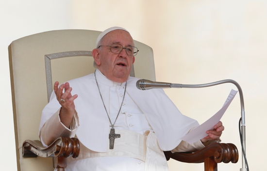 Pope Francis speaks during his general audience in St. Peter's Square at the Vatican Sept. 7, 2022.