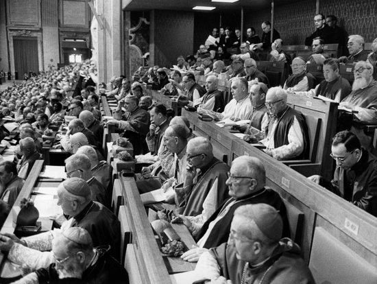 Bishops are pictured in a file photo during a Vatican II session inside St. Peter's Basilica at the Vatican. Marking the 60th anniversary of the opening of the Second Vatican Council, Cardinal Mario Grech, secretary-general of the Synod of Bishops, said that while "synodality" was not a term used by the council, it reflects the council's vision of the church.