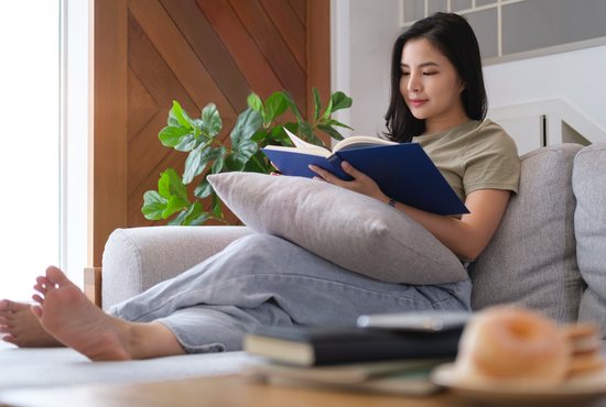 Woman reading book