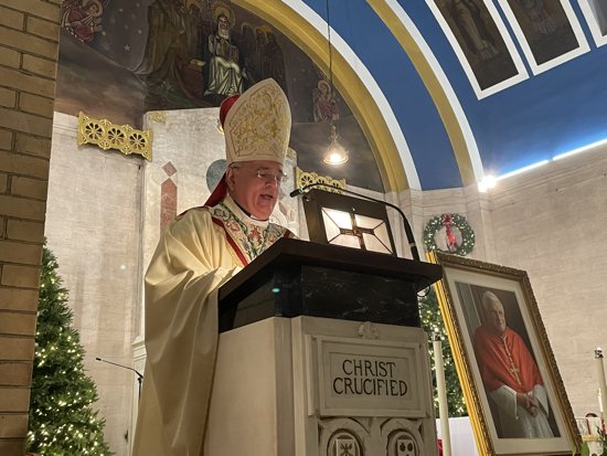 Auxiliary Bishop Silvio José Báez delivers the homily during Mass at St. Brigid Church in the Bushwick section of the Brooklyn borough of New York Jan. 8, 2023. Bishop Báez, who fled Nicaragua in 2019 at the request of Pope Francis, asked parishioners ito pray for peace for the Nicaraguan people suffering under the country's totalitarian government.