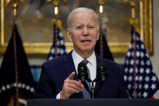 U.S. President Joe Biden delivers remarks on the banking crisis at the White House in Washington March 13, 2023, after the collapse of Silicon Valley Bank, based in Santa Clara, Calif., and New York's Signature Bank.