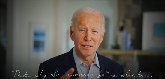 This is a screenshot of an April 25, 2023, video message titled "Freedom," in which President Joe Biden announced that he will seek a second term in the White House. "When I ran for president four years ago, I said we are in a battle for the soul of America. And we still are," he said in the video.