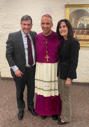 Bishop Michael Izen with Annie and Jeff Betts at the April 15 Cradle of Hope Spring Life Gala at The St. Paul Hotel in St. Paul.