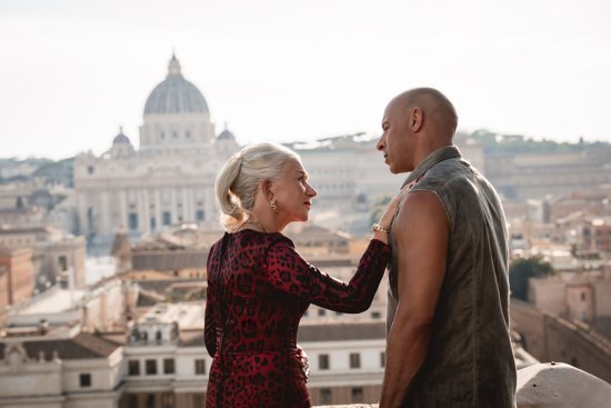 Helen Mirren, and Vin Diesel star in a scene from the movie “Fast X.” The OSV News classification is A-III -- adults. The Motion Picture Association rating is PG-13 -- parents strongly cautioned. Some material may not be suitable for children.