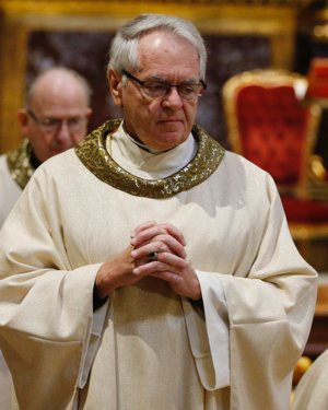 Then-Bishop George L. Thomas of Las Vegas returns to his seat after receiving Communion at the Basilica of St. Mary Major during his "ad limina" visit in Rome Jan. 30, 2020. Pope Francis created the ecclesiastical province of Las Vegas May 30, 2023, which is comprised of the Archdiocese of Las Vegas and the suffragan dioceses of Reno, Nevada, and Salt Lake City. The same day he named Bishop Thomas the first metropolitan archbishop of Las Vegas. 