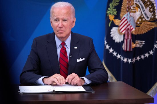 U.S. President Joe Biden participates in a virtual meeting with governors about reproductive health care from the White House in Washington July 1, 2022. In a ruling in the Dobbs v. Jackson Women's Health Organization abortion case June 24, 2022, the U.S. Supreme Court overturned the court's landmark 1973 Roe v Wade ruling that legalized abortion nationwide.