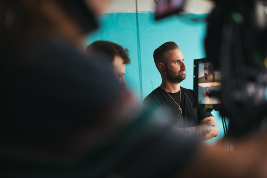 In this undated image, producer Rob Kaczmark, president and CEO of Chicago-based Spirit Juice Studios, supervises the filming of a video in the "Juice Box" series, which brings Catholic teaching to young children in a lighthearted, approachable format.