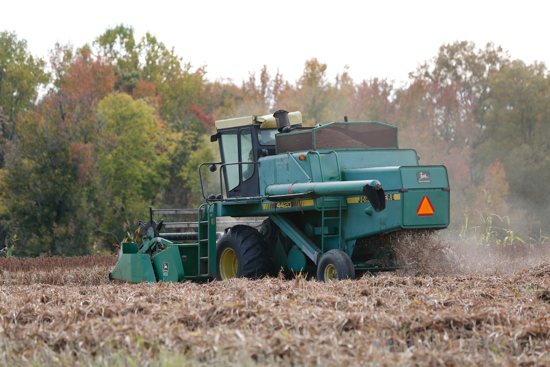 A file photo shows a corn harvester on a farm in St. Leonard, Md.