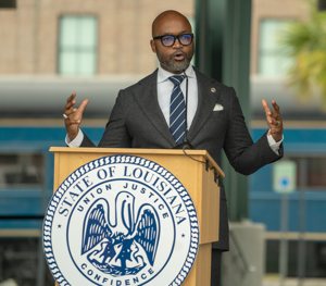 District Attorney Jason Williams of Orleans Parish, La., is pictured in a Jan. 5, 2022, photo. Williams announced Sept. 7, 2023, that a Louisiana grand jury indicted 91-year-old Msgr. Hecker, a retired priest of the New Orleans Archdiocese, for aggravated rape, aggravated kidnapping, aggravated crime against nature and theft. The priest surrendered to the New Orleans Police Department Sept. 8 and was transported to the Orleans Parish Justice Center for booking and was to be held until he could make bail.