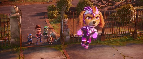Christian Convery as “Chase,” Finn Lee-Epp as “Ryder,” Callum Shoniker as “Rocky,” Marsai Martin as “Liberty,” and McKenna Grace as “Skye,” right, are pictured in the animated movie “Paw Patrol: The Mighty Movie.” The OSV News classification is A-II -- adults and adolescents. The Motion Picture Association rating is PG -- parental guidance suggested. Some material may not be suitable for children.
